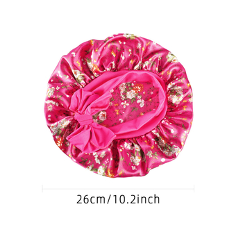 Casca pentru îngrijirea părului bebelușilor cu imprimeu satinat, cască rotundă din dantelă elastică transfrontalieră europeană și americană, cu panglică și fundă de dormit pentru copii Amazon