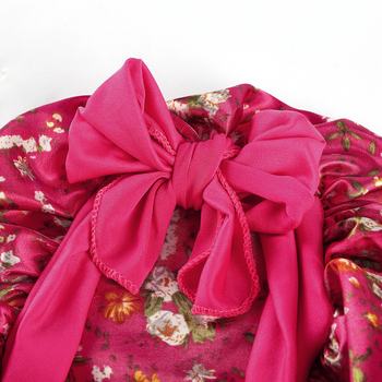 Casca pentru îngrijirea părului bebelușilor cu imprimeu satinat, cască rotundă din dantelă elastică transfrontalieră europeană și americană, cu panglică și fundă de dormit pentru copii Amazon