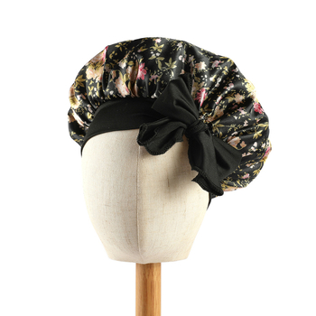 Casca pentru îngrijirea părului bebelușilor cu imprimeu satinat, cască rotundă din dantelă elastică transfrontalieră europeană și americană, cu panglică și fundă de dormit pentru copii Amazon