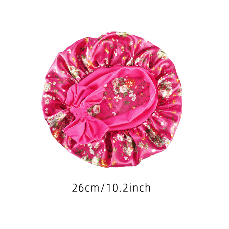 Casca pentru îngrijirea părului bebelușilor cu imprimeu satinat, cască rotundă din dantelă elastică transfrontalieră europeană și americană, cu panglică și fundă de dormit pentru copii Amazon