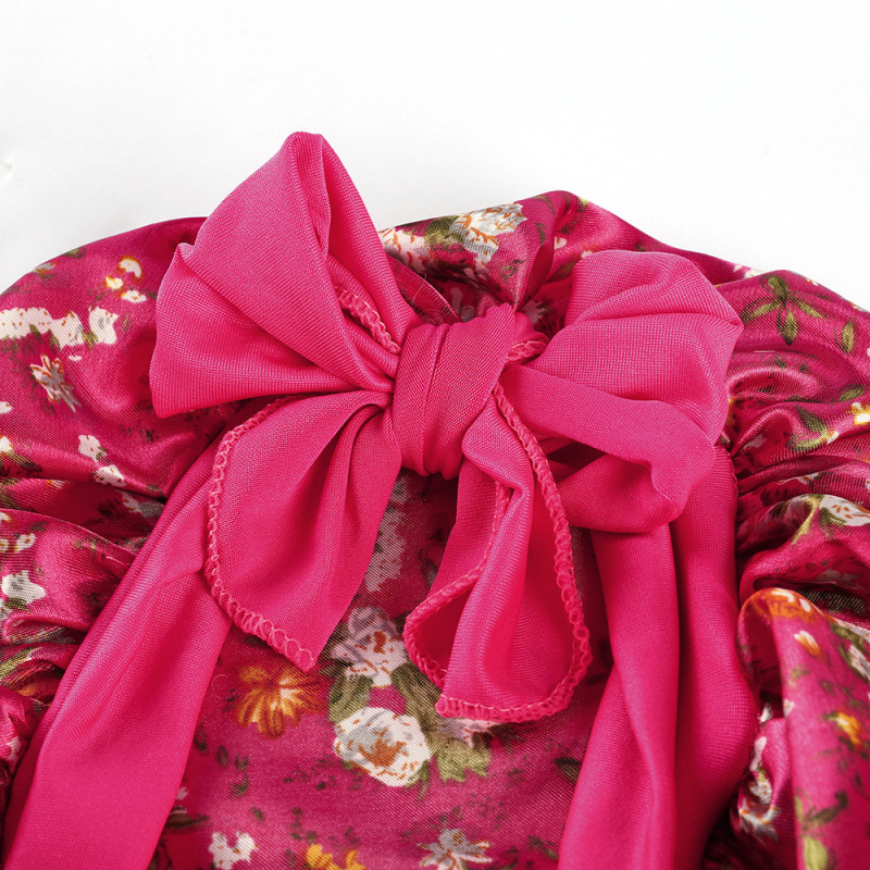 Casca pentru îngrijirea părului bebelușilor cu imprimeu satinat, cască rotundă din dantelă elastică transfrontalieră europeană și americană, cu panglică și fundă de dormit pentru copii Amazon