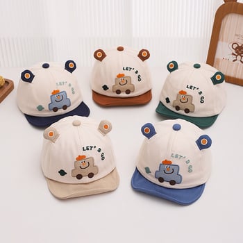 Pălărie pentru copii de primăvară și toamnă cu desene animate super drăguțe cu mașină, șapcă de baseball pentru băieți și fete, capac de protecție solară pentru călătorii pentru bebeluși