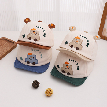 Pălărie pentru copii de primăvară și toamnă cu desene animate super drăguțe cu mașină, șapcă de baseball pentru băieți și fete, capac de protecție solară pentru călătorii pentru bebeluși