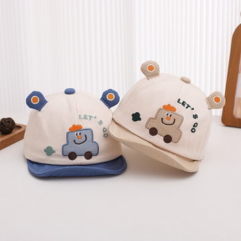 Pălărie pentru copii de primăvară și toamnă cu desene animate super drăguțe cu mașină, șapcă de baseball pentru băieți și fete, capac de protecție solară pentru călătorii pentru bebeluși