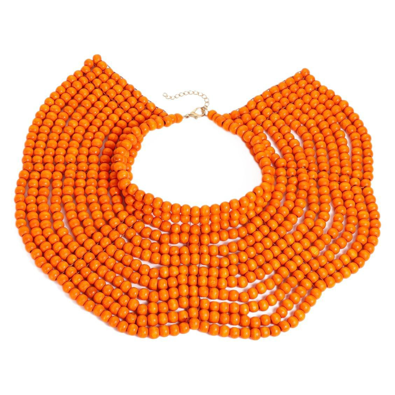 Euroopa ja Ameerika liialdatud mitmekihilised puidust helmestega õlasall, lillekujuline etnilise stiiliga kaelakee isikupärastatud peo- ja banketiehted