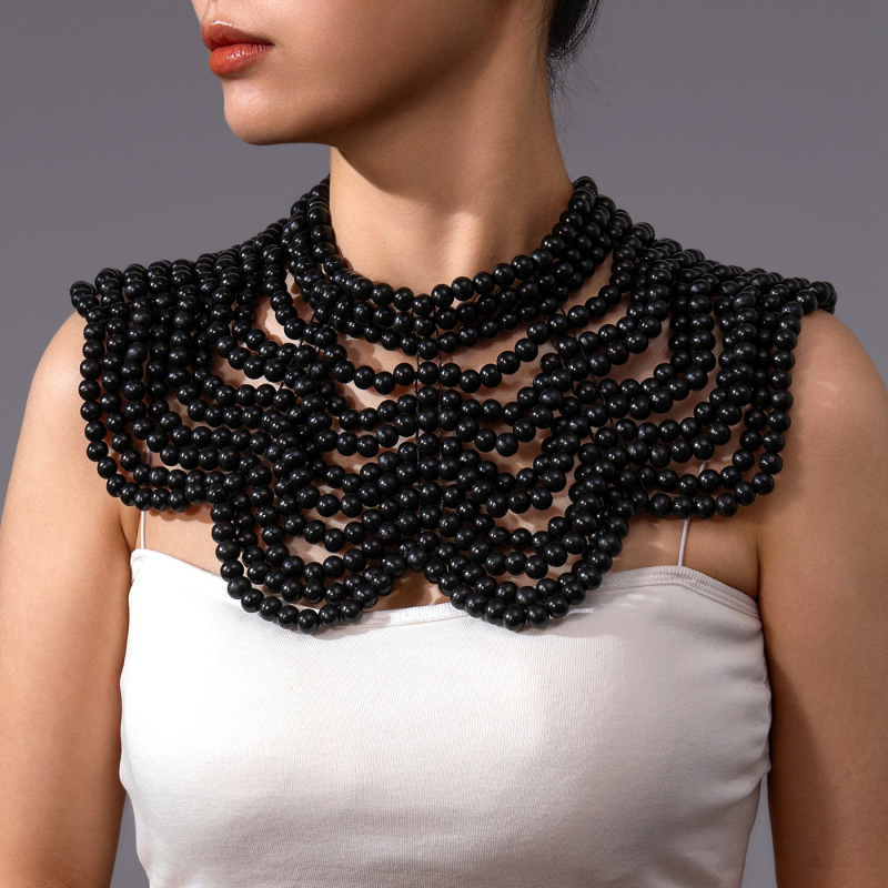 Euroopa ja Ameerika liialdatud mitmekihilised puidust helmestega õlasall, lillekujuline etnilise stiiliga kaelakee isikupärastatud peo- ja banketiehted