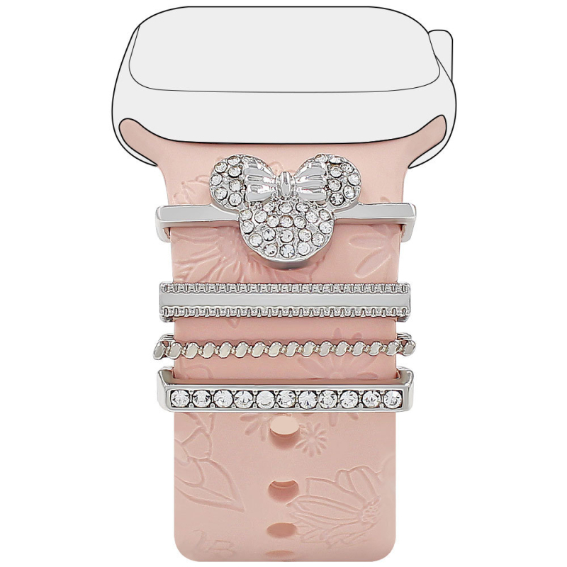 Kehtib Apple Watchi universaalse silikoonrihma ja teemantkassikaunistusega mudelile