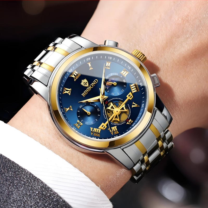Часовници марка Binbang на едро, производители на светещи кухи водоустойчиви трансгранични кварцови часовници, мъжки часовници, външна търговия, мъжки часовници