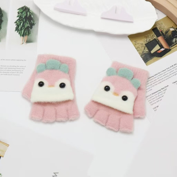 Luksuslikud laste talvekindad tüdrukutele, lahtiste sõrmedega, armsad, poolsõrmedega, algkooliõpilastele, soojad kootud kindad, kirjutamiseks, lastekirjanduslikud kindad