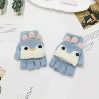 Luksuslikud laste talvekindad tüdrukutele, lahtiste sõrmedega, armsad, poolsõrmedega, algkooliõpilastele, soojad kootud kindad, kirjutamiseks, lastekirjanduslikud kindad