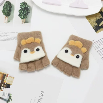 Luksuslikud laste talvekindad tüdrukutele, lahtiste sõrmedega, armsad, poolsõrmedega, algkooliõpilastele, soojad kootud kindad, kirjutamiseks, lastekirjanduslikud kindad