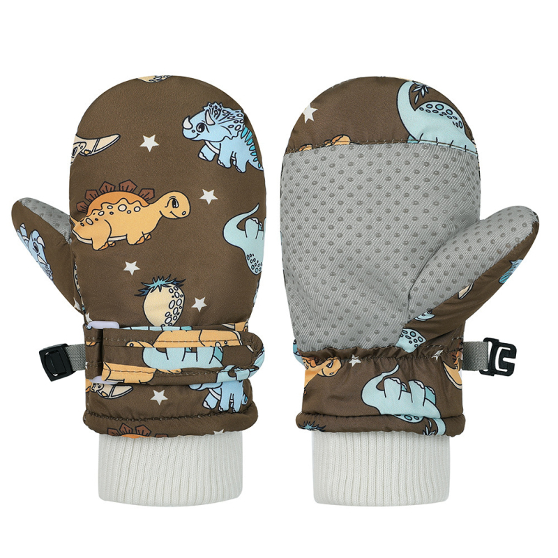Mănuși de schi pentru copii transfrontaliere, 3-9 ani, mănuși de iarnă îngroșate, căptușite cu fleece, rezistente la vânt, calde, pentru bărbați și femei, pentru ciclism