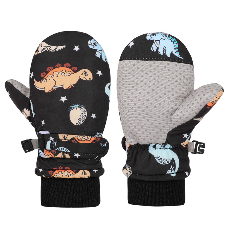 Mănuși de schi pentru copii transfrontaliere, 3-9 ani, mănuși de iarnă îngroșate, căptușite cu fleece, rezistente la vânt, calde, pentru bărbați și femei, pentru ciclism