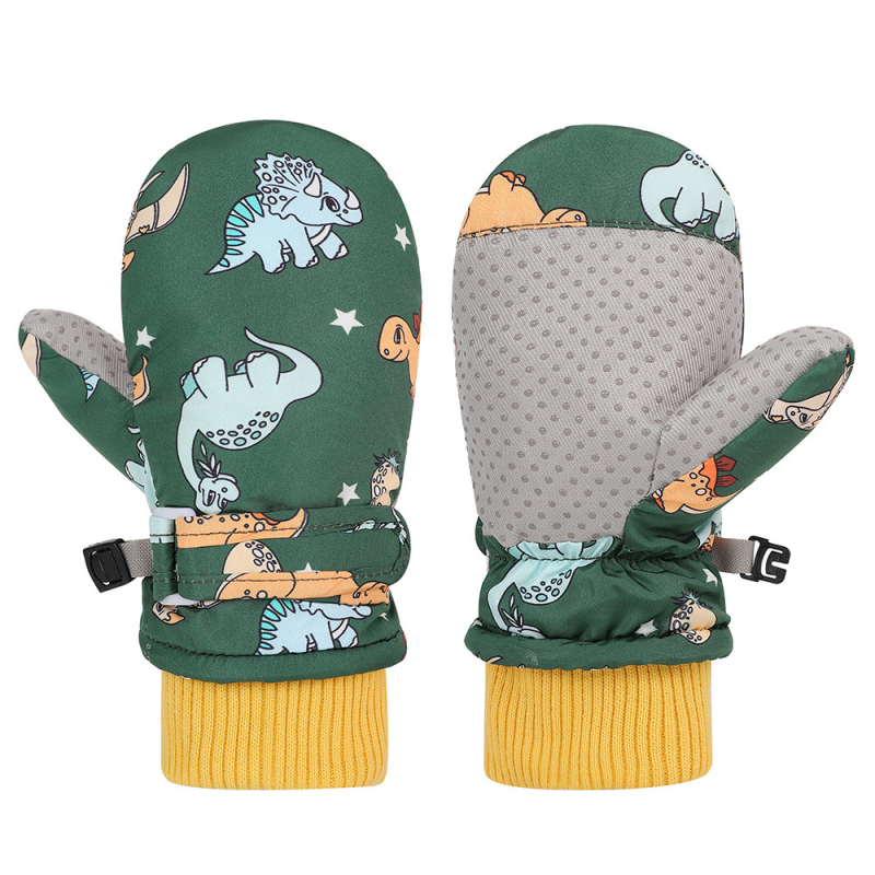 Mănuși de schi pentru copii transfrontaliere, 3-9 ani, mănuși de iarnă îngroșate, căptușite cu fleece, rezistente la vânt, calde, pentru bărbați și femei, pentru ciclism