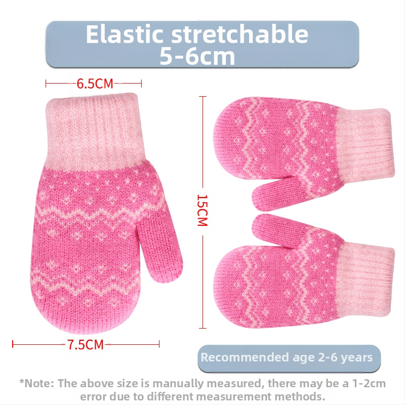 Kahekihiline fliisvoodriga paksendatud õues kasutatav külmakindel kaelusega lastekott sõrmedega kootud armsad tüdrukute talvekindad laste soojad kindad