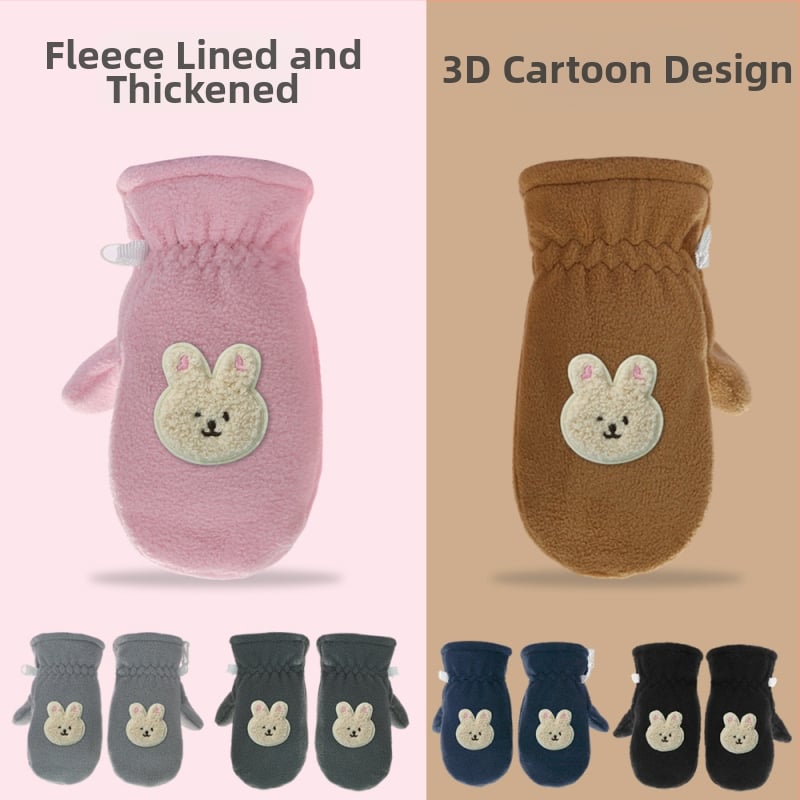 Határokon átnyúló új gyermekkesztyűk gyapjúbéléssel, vastagított fiú kesztyűk téli lányok kesztyűk baba rajzfilm háromdimenziós kesztyűk