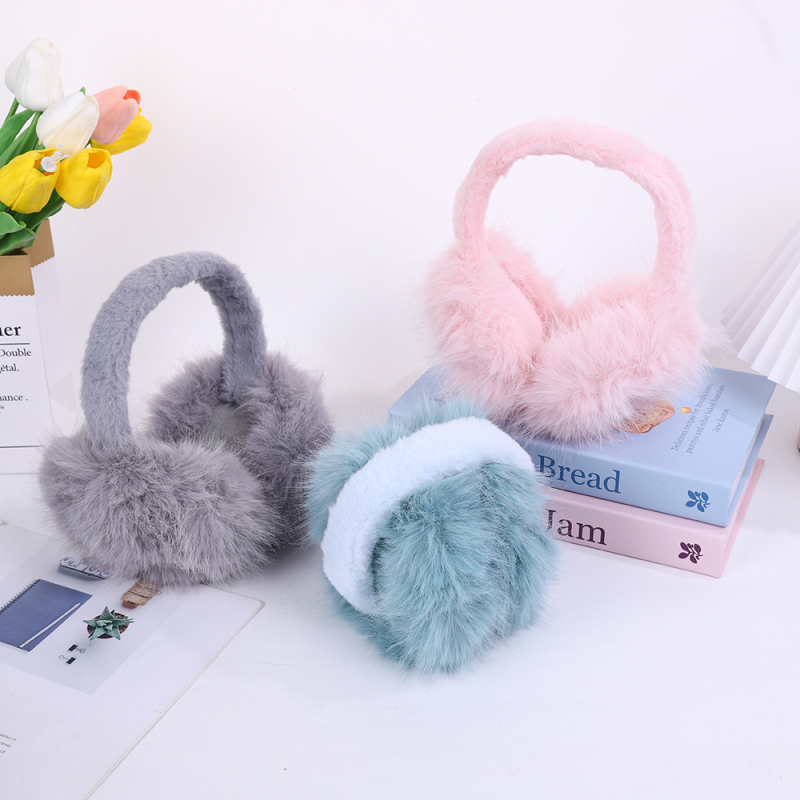 Сладки плюшени сгъваеми топли наушници за момичета и момчета, зимни космати наушници, студоустойчиви регулируеми наушници