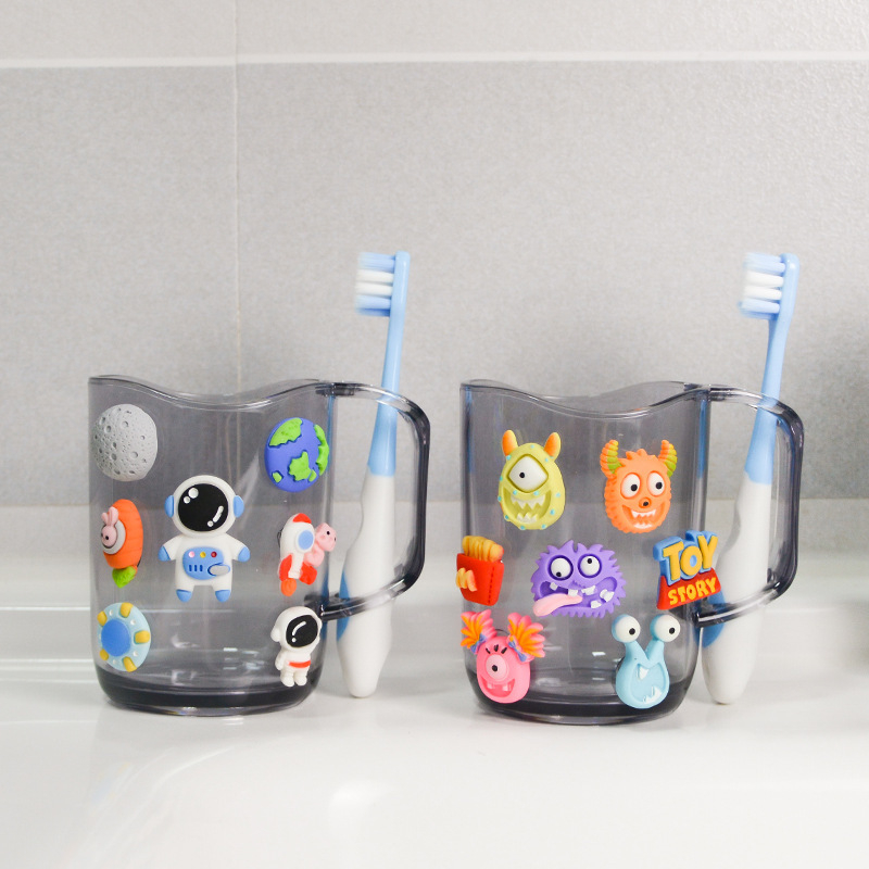 Kūrybingas burnos skalavimo puodelis, šepetėlis, puodelis, mielas plovimo puodelis, animacinis puodelis, kūdikio dantukų stiklainis, berniuko ir mergaitės puodelis, poros puodelis