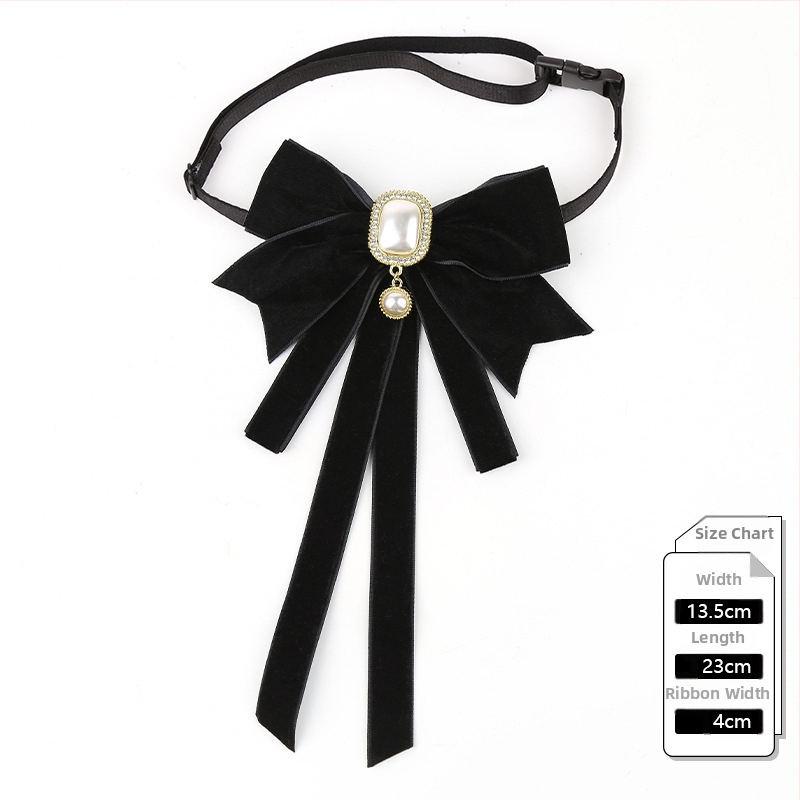 2024 m. nauja moteriška juodo kaklaraiščio kaspino apykaklė su gėlių marškinių apykakle, prancūziško kaspino ir akademijos stiliaus segtukas