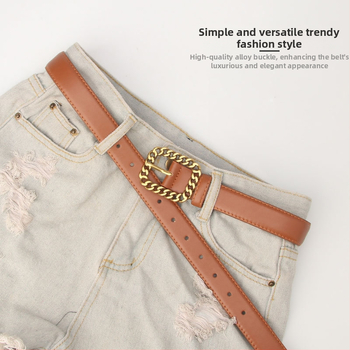 Iseloomulik ketipandlaga naiste vöö Lihtne universaalne õõnes ruudukujuline pandlaga teksapüksid Moodne Korea vöö