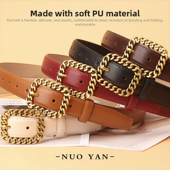 Iseloomulik ketipandlaga naiste vöö Lihtne universaalne õõnes ruudukujuline pandlaga teksapüksid Moodne Korea vöö