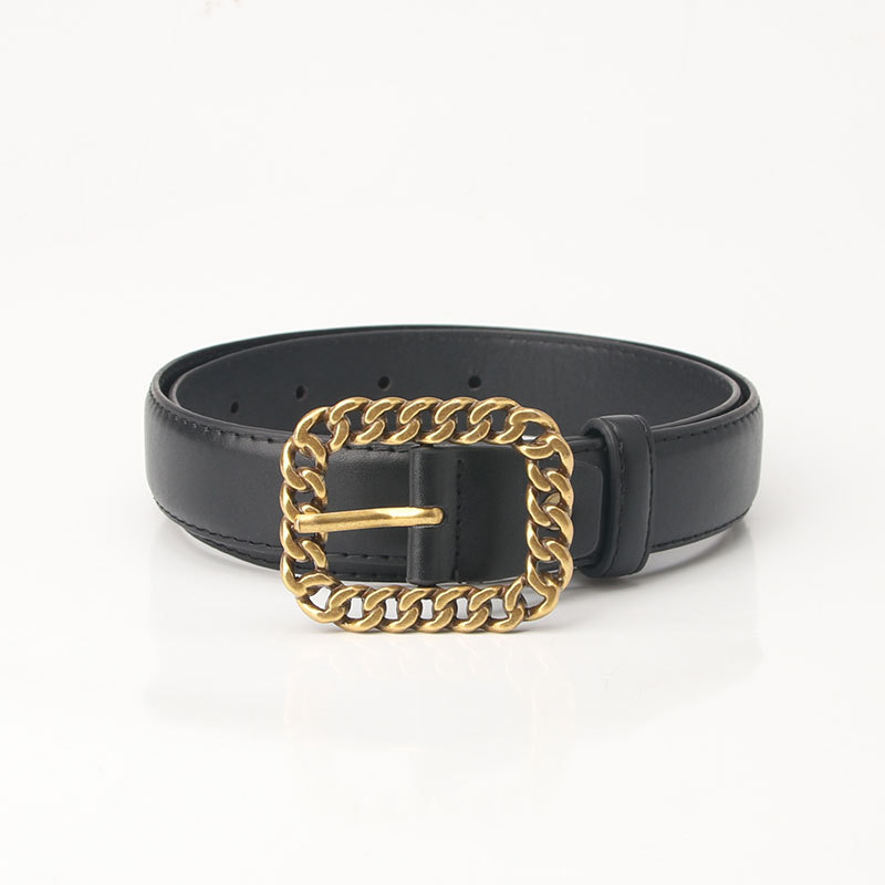 Iseloomulik ketipandlaga naiste vöö Lihtne universaalne õõnes ruudukujuline pandlaga teksapüksid Moodne Korea vöö