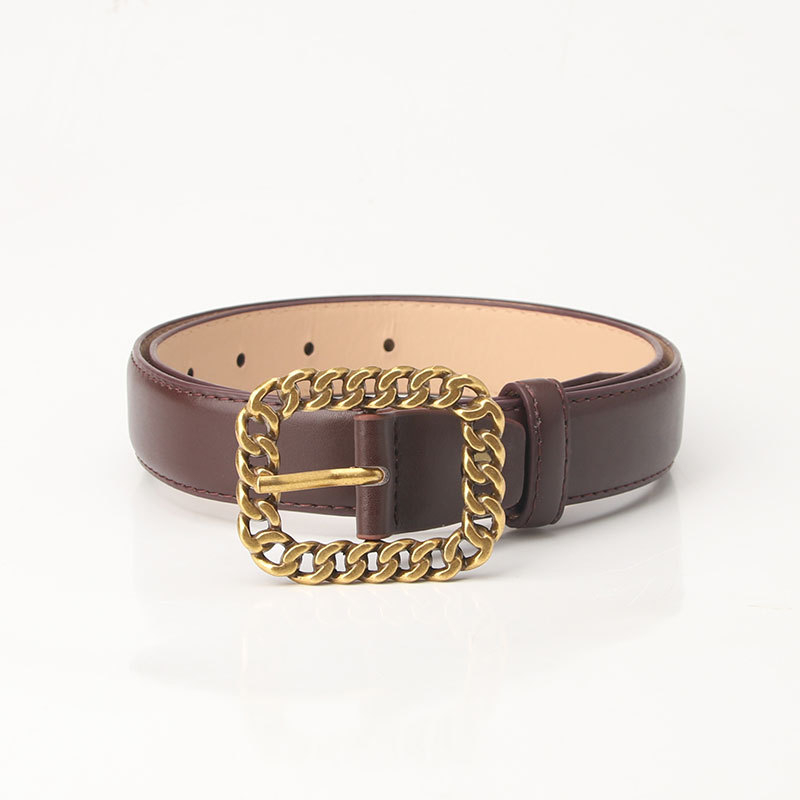 Iseloomulik ketipandlaga naiste vöö Lihtne universaalne õõnes ruudukujuline pandlaga teksapüksid Moodne Korea vöö