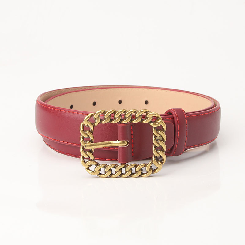 Iseloomulik ketipandlaga naiste vöö Lihtne universaalne õõnes ruudukujuline pandlaga teksapüksid Moodne Korea vöö