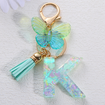 Μπρελόκ Amazon Sequin Initials με Φούντα, Χαριτωμένο Κρεμαστό Κλειδί Αυτοκινήτου σε Στυλ Πεταλούδας, Γυναικείο Κρεμαστό Τσάντα