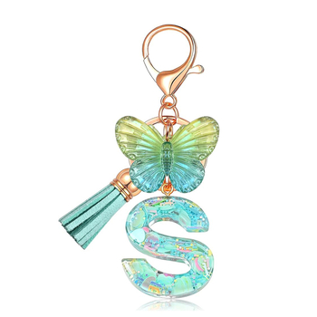 Μπρελόκ Amazon Sequin Initials με Φούντα, Χαριτωμένο Κρεμαστό Κλειδί Αυτοκινήτου σε Στυλ Πεταλούδας, Γυναικείο Κρεμαστό Τσάντα