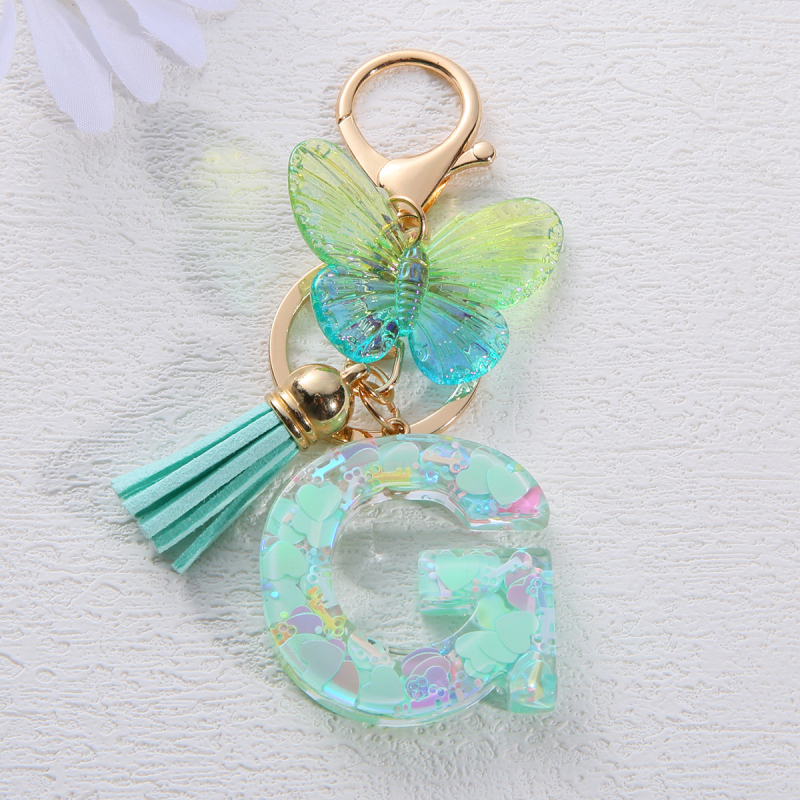 Μπρελόκ Amazon Sequin Initials με Φούντα, Χαριτωμένο Κρεμαστό Κλειδί Αυτοκινήτου σε Στυλ Πεταλούδας, Γυναικείο Κρεμαστό Τσάντα