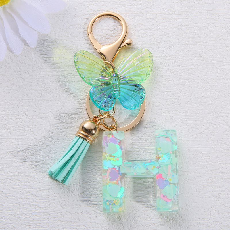 Μπρελόκ Amazon Sequin Initials με Φούντα, Χαριτωμένο Κρεμαστό Κλειδί Αυτοκινήτου σε Στυλ Πεταλούδας, Γυναικείο Κρεμαστό Τσάντα