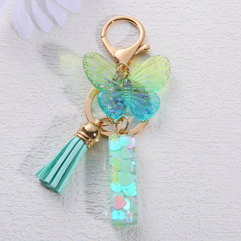 Μπρελόκ Amazon Sequin Initials με Φούντα, Χαριτωμένο Κρεμαστό Κλειδί Αυτοκινήτου σε Στυλ Πεταλούδας, Γυναικείο Κρεμαστό Τσάντα