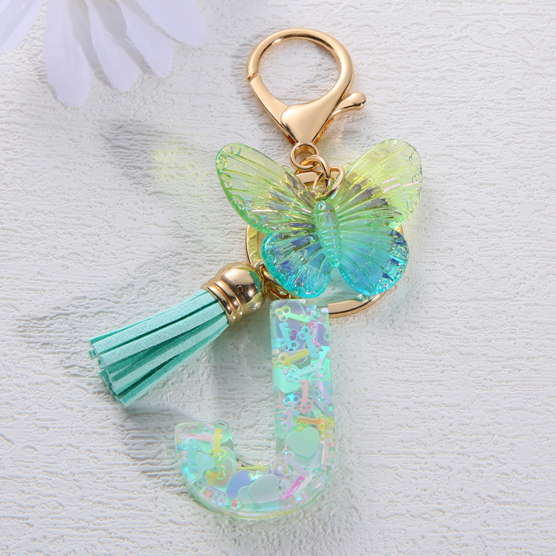 Μπρελόκ Amazon Sequin Initials με Φούντα, Χαριτωμένο Κρεμαστό Κλειδί Αυτοκινήτου σε Στυλ Πεταλούδας, Γυναικείο Κρεμαστό Τσάντα