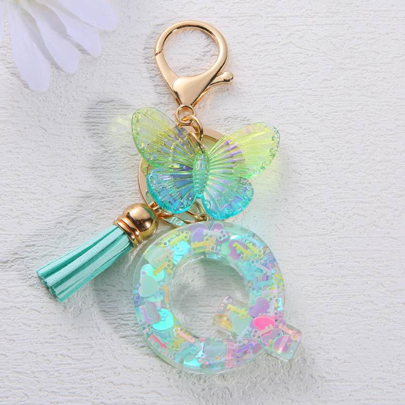 Μπρελόκ Amazon Sequin Initials με Φούντα, Χαριτωμένο Κρεμαστό Κλειδί Αυτοκινήτου σε Στυλ Πεταλούδας, Γυναικείο Κρεμαστό Τσάντα