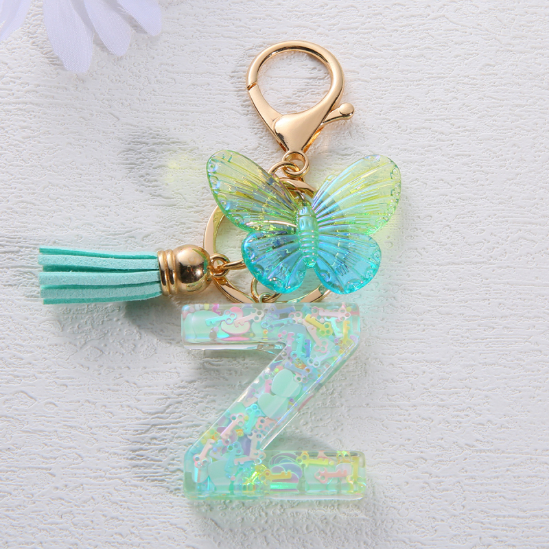 Μπρελόκ Amazon Sequin Initials με Φούντα, Χαριτωμένο Κρεμαστό Κλειδί Αυτοκινήτου σε Στυλ Πεταλούδας, Γυναικείο Κρεμαστό Τσάντα