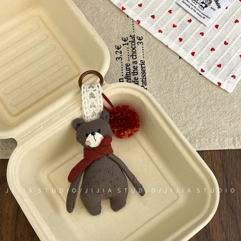 Κορεατικό στυλ νέο χαριτωμένο κρεμαστό κόσμημα αρκούδας με μαλακό χαριτωμένο τρισδιάστατο ύφασμα μικρό ζώο μπρελόκ τσάντα κρεμαστά αξεσουάρ