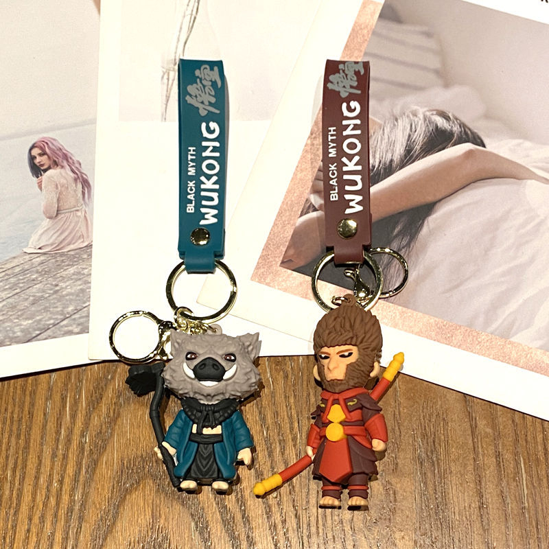 Animacinio juodojo mito Wukong raktų pakabukas animacinis kiaulės aštuoniukas mesti lėlę automobilis raktų pakabukas žaidimas aplink smulkios dovanos didmeninė prekyba