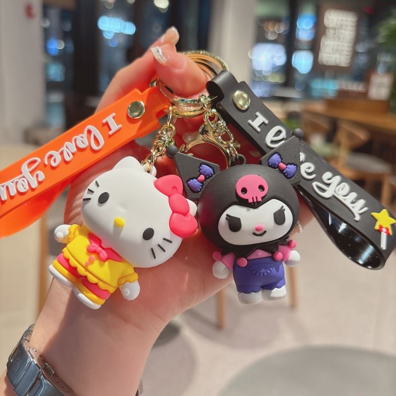 Animacinių filmukų „Sanrio“ raktų pakabukas Mielas „HelloKitty“ lėlių poros krepšys, pakabukas, raktų pakabukas, maža dovana