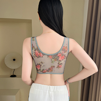 Pluss-suuruses emale mõeldud aluspesu, naiste push-up mugav fikseeritud korviga rinnahoidja, vintage lilleline torukujuline ülaosa, tugi lõtvumisvastane iluselg