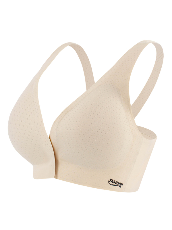 Moteriška šilkinė, formuojanti sportinė liemenėlė su priekyje sagomis ir kryžminėmis juostelėmis, reguliuojamo ilgio nugarėlė ir lankeliais.