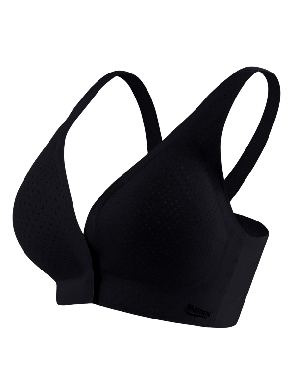 Moteriška šilkinė, formuojanti sportinė liemenėlė su priekyje sagomis ir kryžminėmis juostelėmis, reguliuojamo ilgio nugarėlė ir lankeliais.