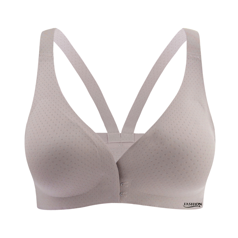 Moteriška šilkinė, formuojanti sportinė liemenėlė su priekyje sagomis ir kryžminėmis juostelėmis, reguliuojamo ilgio nugarėlė ir lankeliais.