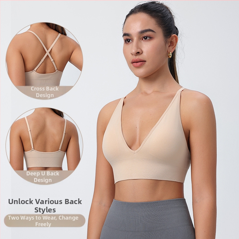 Cezhranične nastaviteľný ramenný popruh, európska a americká trojuholníková podprsenka s veľkým chrbtom, sexy ležérna spodná bielizeň s dlhým rukávom, joga podprsenka pre väčšie veľkosti, nová