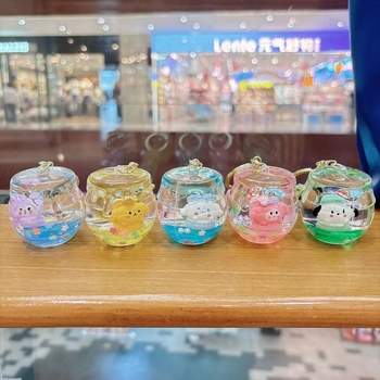 Karikatūras akrila Sanrio plūstošo smilšu pudeles atslēgu piekariņš, gudrs leļļu rotājums, somas kulons, maza dāvanu atslēgu piekariņš