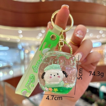 Karikatūras akrila Sanrio plūstošo smilšu pudeles atslēgu piekariņš, gudrs leļļu rotājums, somas kulons, maza dāvanu atslēgu piekariņš