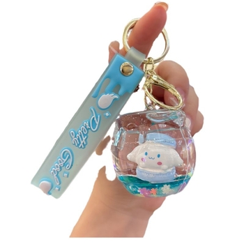 Karikatūras akrila Sanrio plūstošo smilšu pudeles atslēgu piekariņš, gudrs leļļu rotājums, somas kulons, maza dāvanu atslēgu piekariņš
