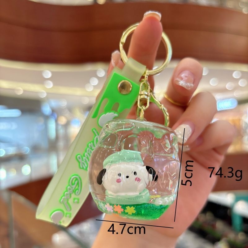 Karikatūrų akrilo „Sanrio“ quicksand butelio raktų pakabukas mielas lėlės papuošalų maišelis pakabukas mažas dovanų raktų pakabukas