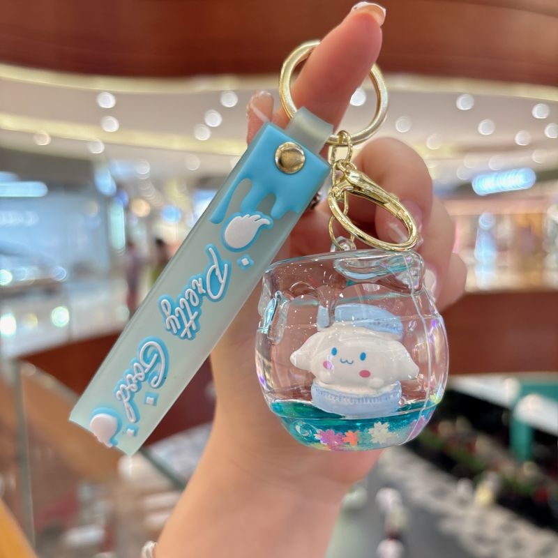 Karikatūras akrila Sanrio plūstošo smilšu pudeles atslēgu piekariņš, gudrs leļļu rotājums, somas kulons, maza dāvanu atslēgu piekariņš