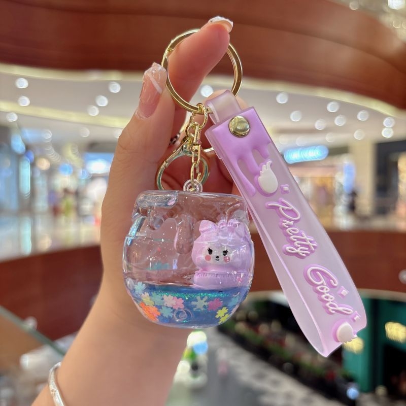 Karikatūras akrila Sanrio plūstošo smilšu pudeles atslēgu piekariņš, gudrs leļļu rotājums, somas kulons, maza dāvanu atslēgu piekariņš